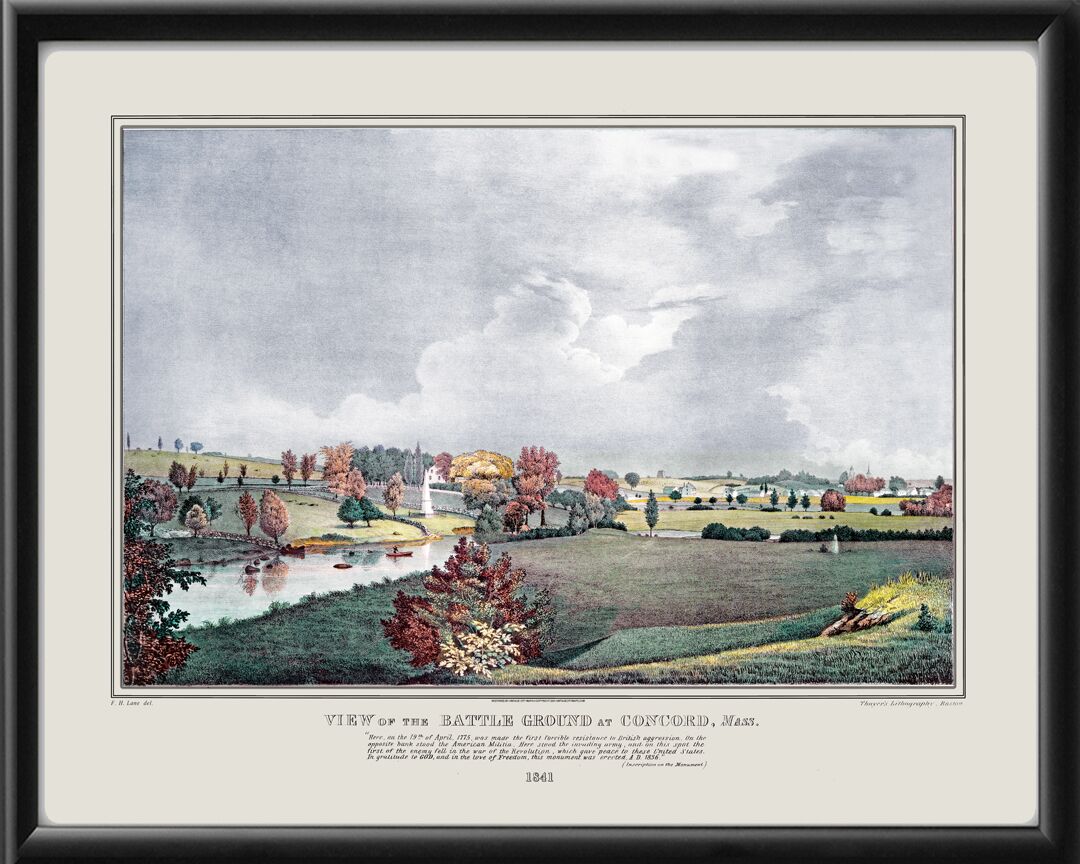 Concord MA 1841 Fitz Henry Lane TM Bird's Eye View Map