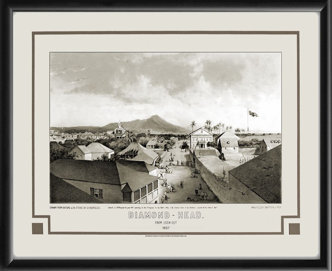 Honolulu HI 1857 George Henry Burgess Diamond Head from Lookout