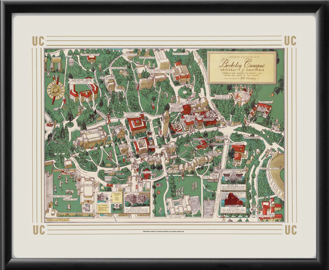 University of California - Berkeley 1937 Campus Map Restored Map