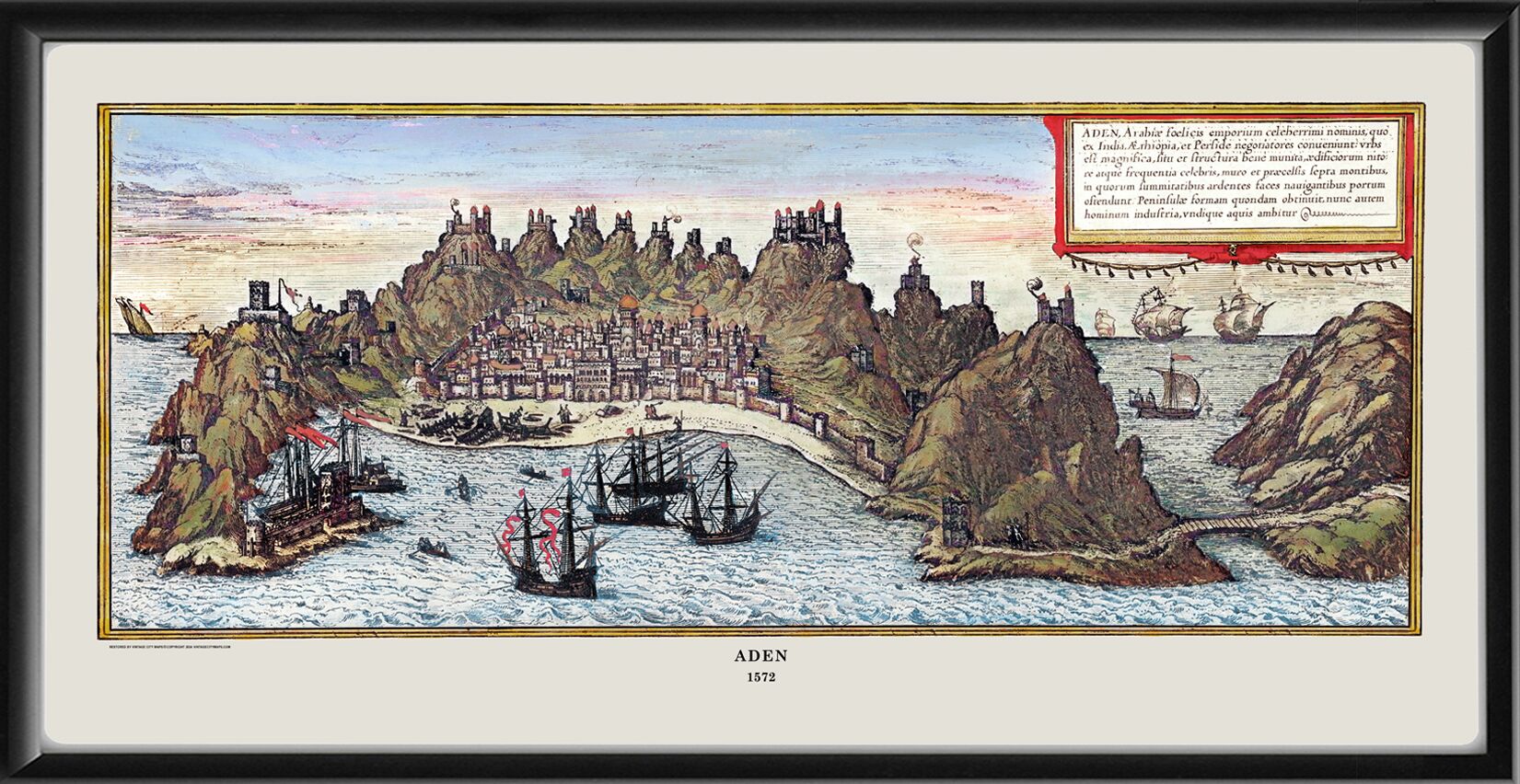 Aden Yemen 1572 Birds Eye View Map