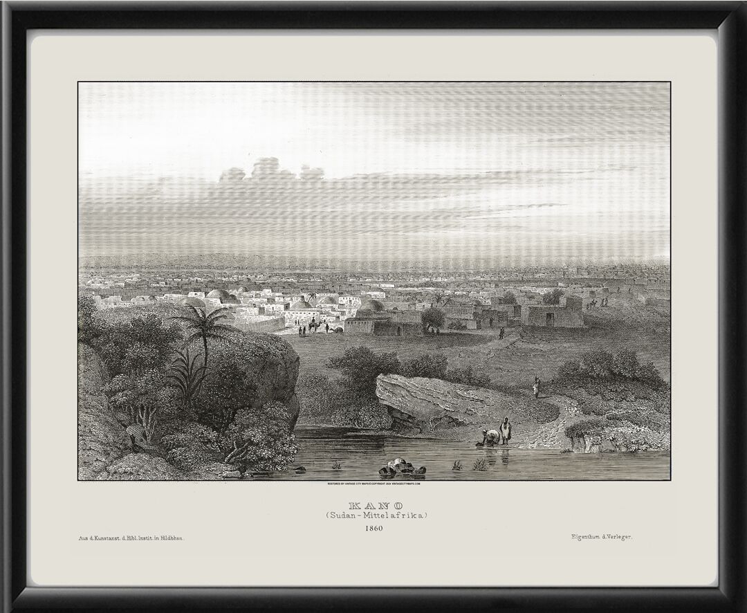 Kano Nigeria 1860 Bird's Eye View Map