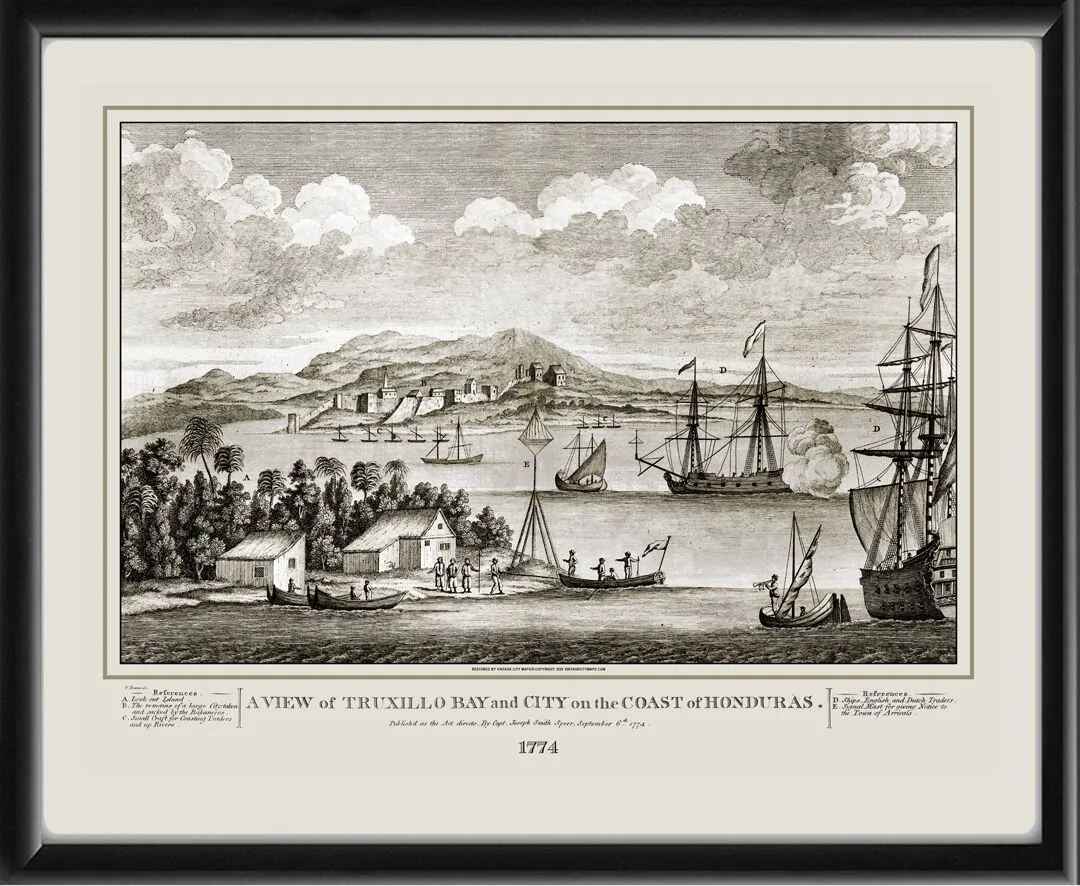 Truxillo Bay and city 1774 on the coast of Honduras