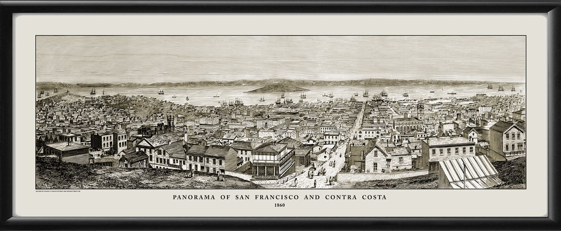 Panorama Of San Francisco and Contra Costa 1860