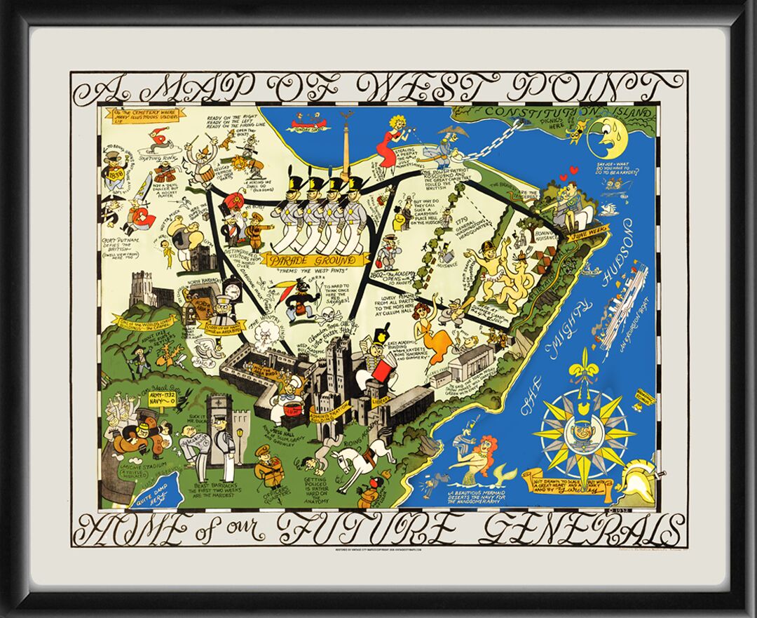 West Point NY - U.S. Military Academy 1932 A Map of West Point Home of our Future Generals Richard Q. Yardley tm