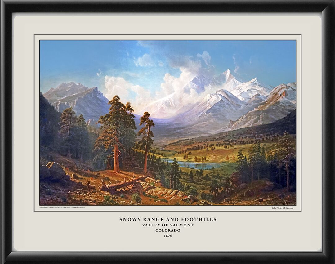 Snowy Range & Foothills from the Valley of Valmont CO 1870