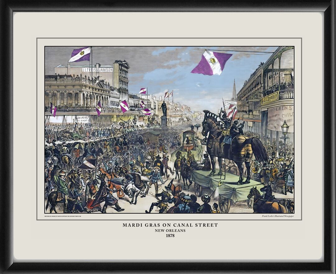 New Orleans LA 1878 Mardi Gras on Canal Street