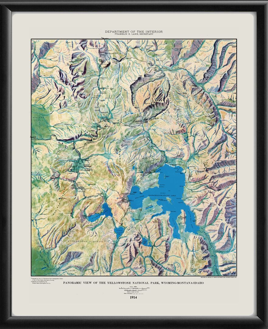Yellowstone National Park WY 1914 by John Renshawe of the U.S. Geological Survey