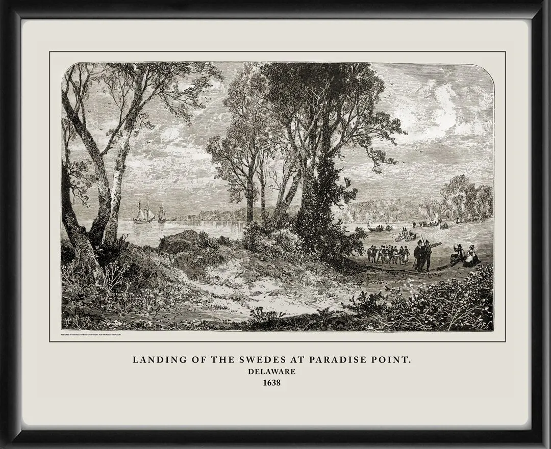 Landing of the Swedes at Paradise Point DE 1638 1881 by Thomas Moran engraved by J. Augustus Bogert