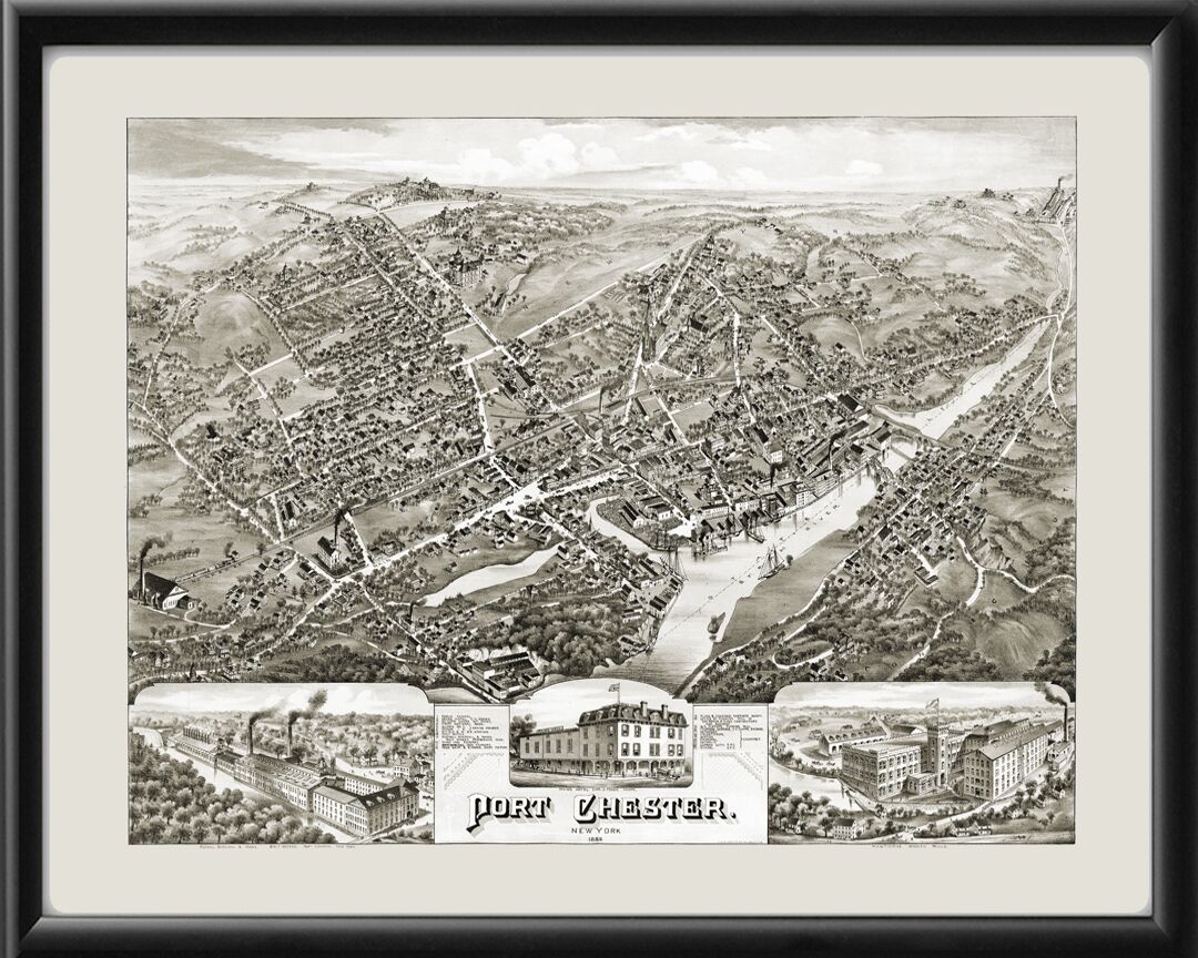 Port Chester NY 1882 Bailey & Hazen L.C.2430 TM Bird's Eye View Map