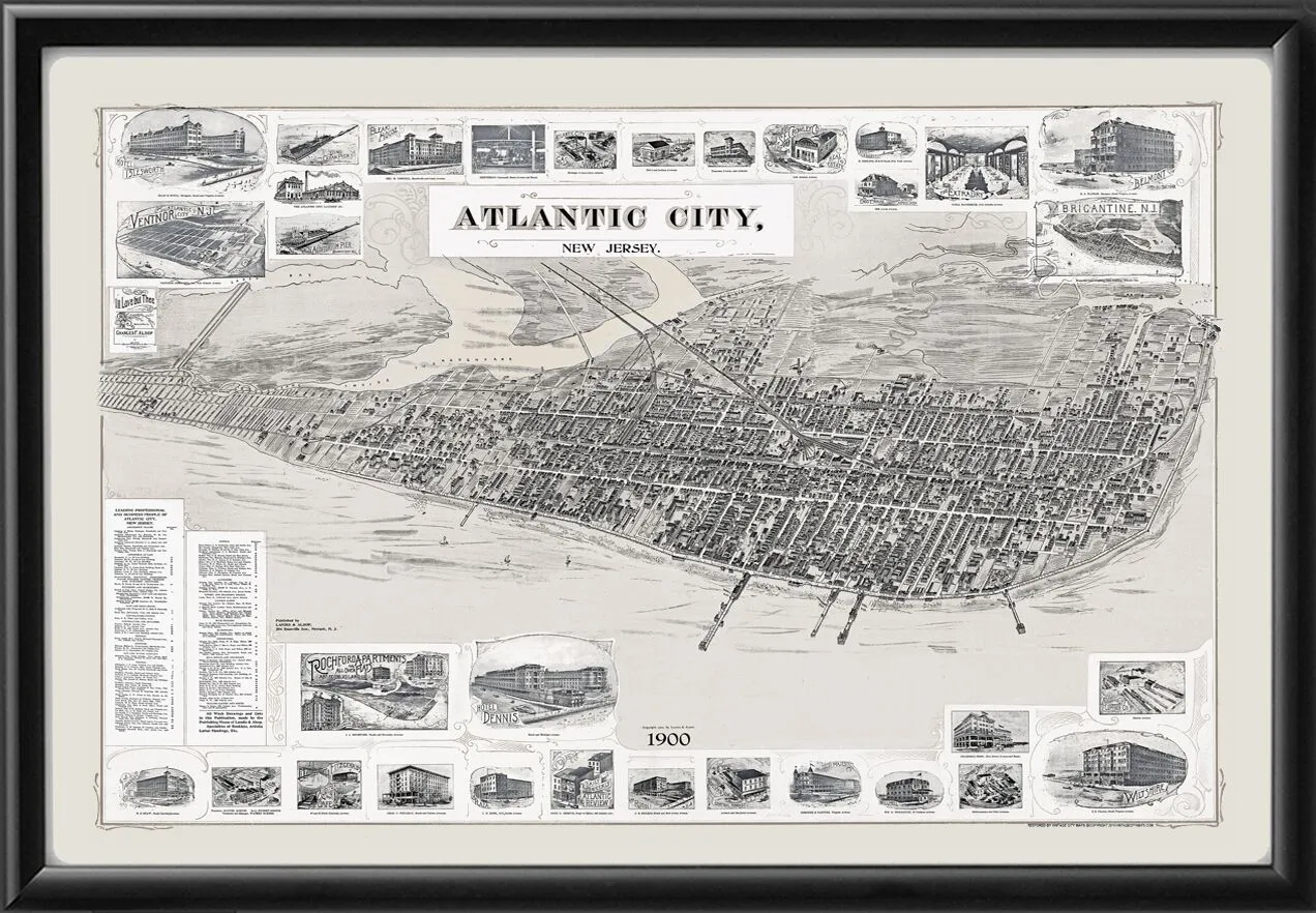 Atlantic City NJ 1900 Landis & Alsop TM Bird's Eye View Map