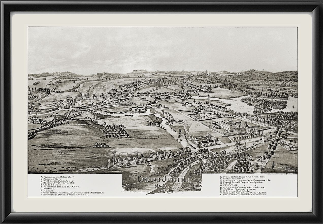 West Concord - Concord Junction 1893 George Norris Tm Bird's Eye View Map