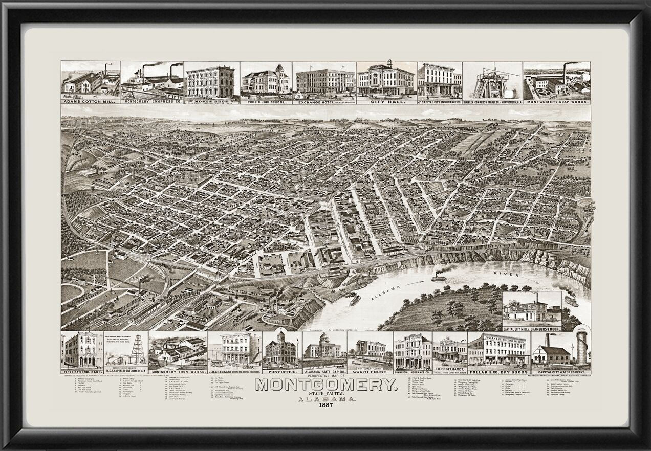 Montgomery AL 1887 TM Bird's Eye View Map