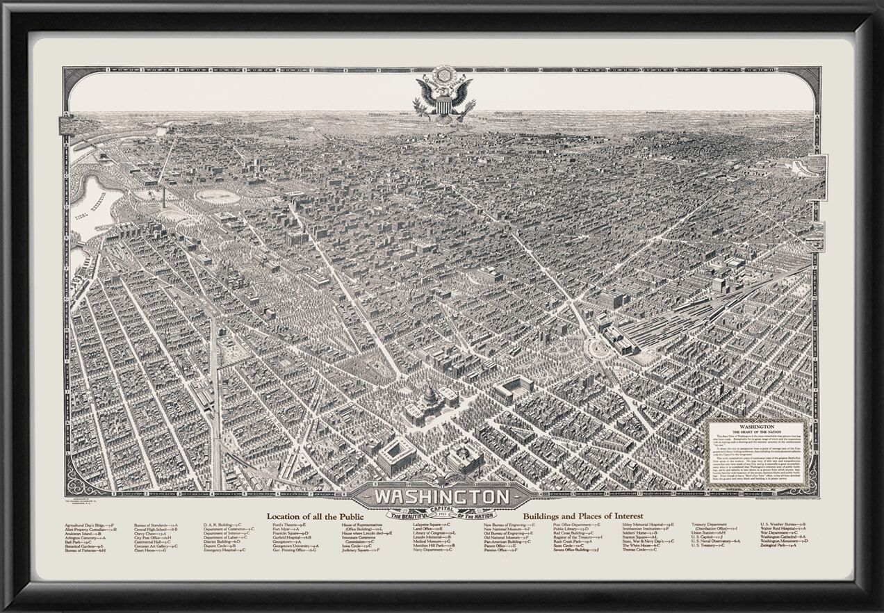 Washington DC 1923 William Olsen TM Birds Eye View Map