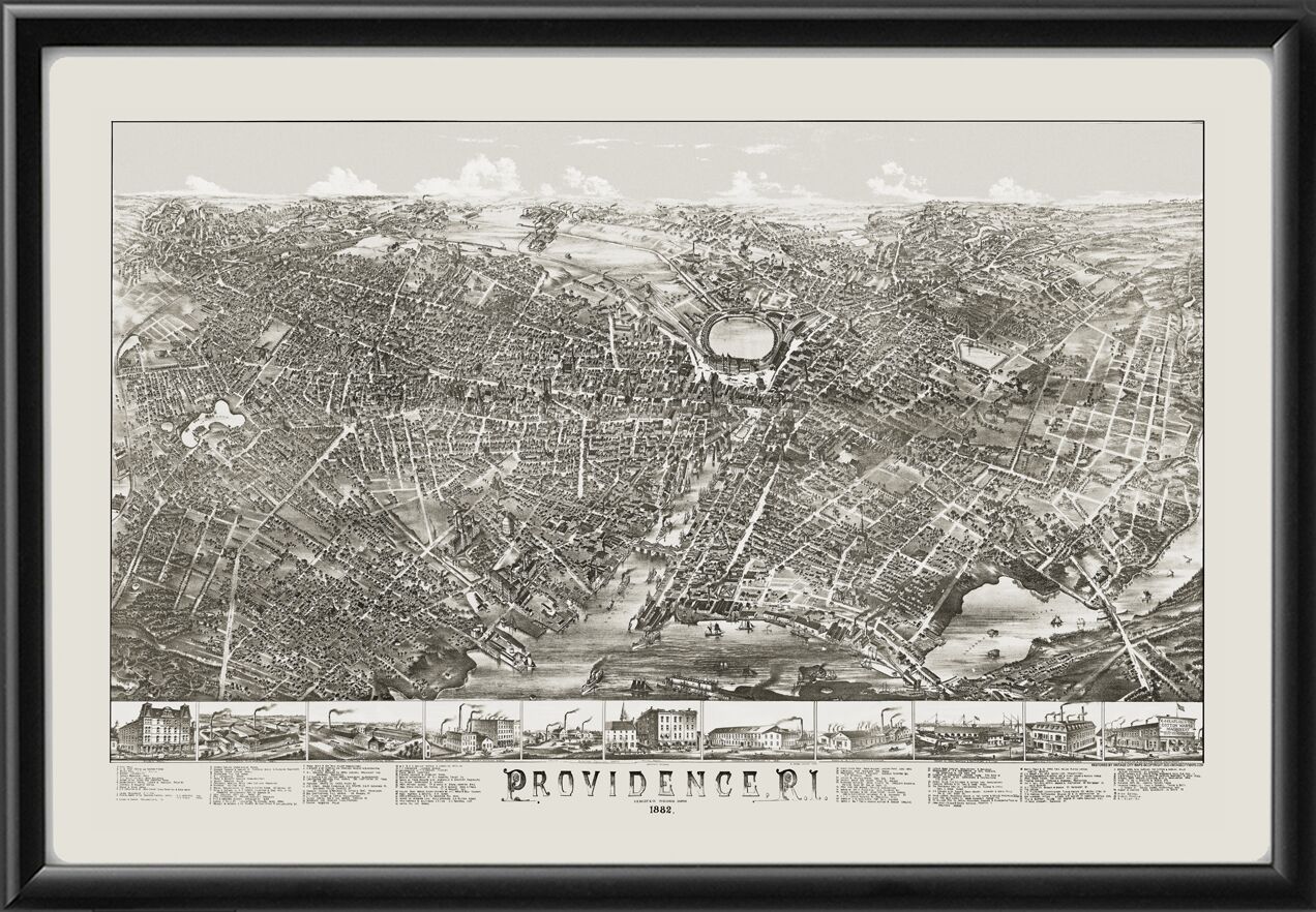 Providence RI 1882 OH Bailey TM Birds Eye View Map