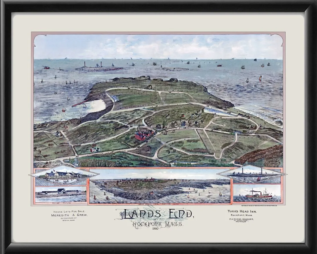 Lands End Rockport MA 1880 TM Birdseye View Map