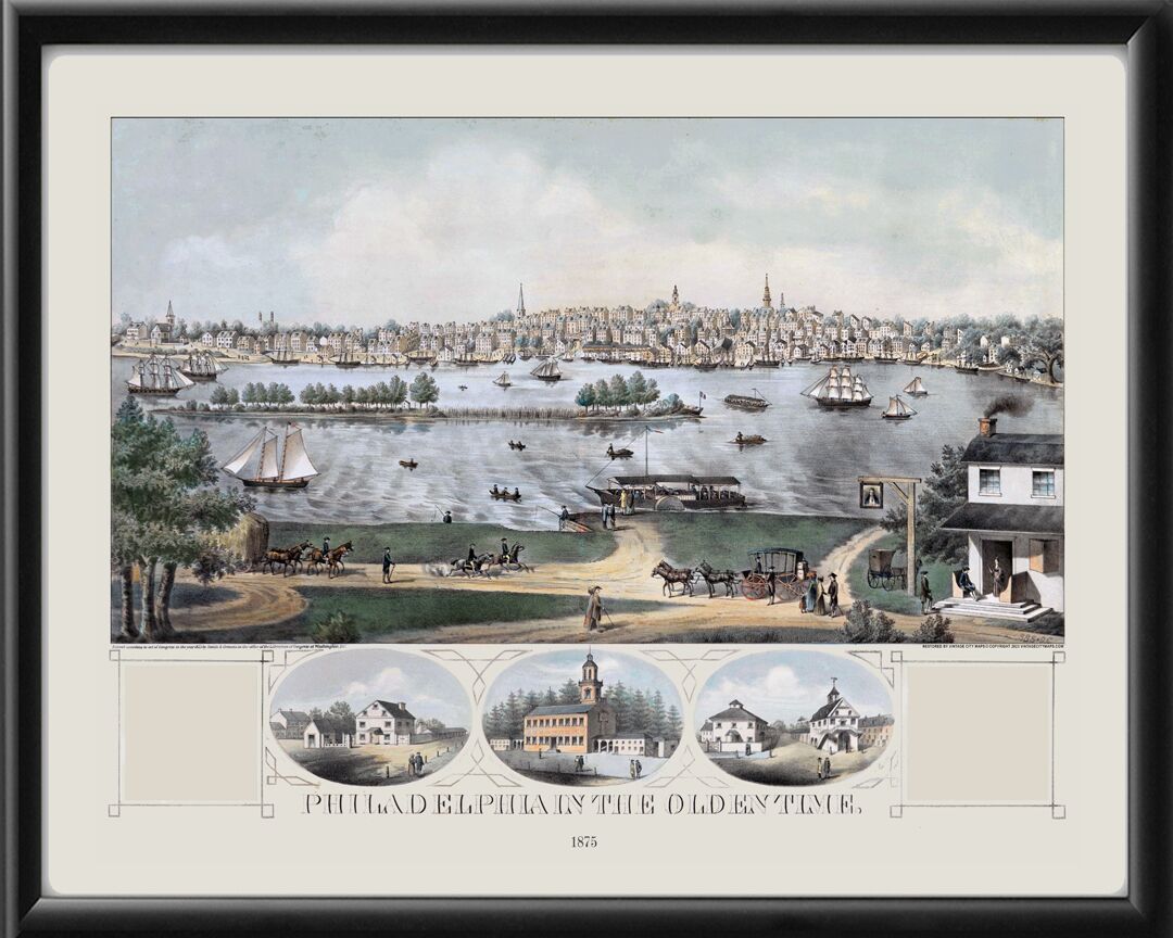 Philadelphia PA 1875 Smith & Cremens TM Birds Eye View Map