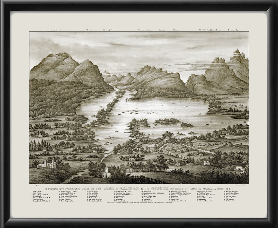 Killarney Ireland 1851 Map