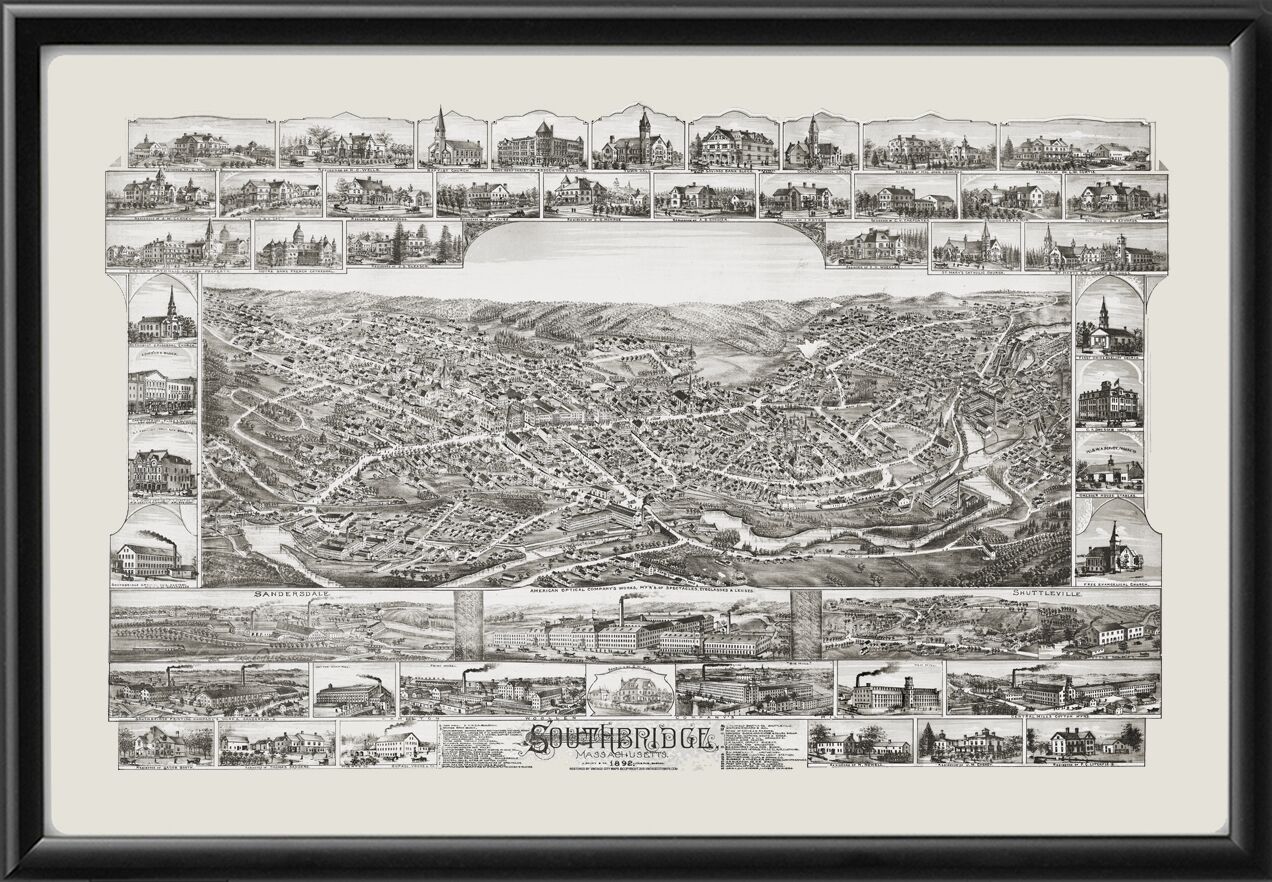 Southbridge MA 1892 OHBailey TM Bird's Eye View Map