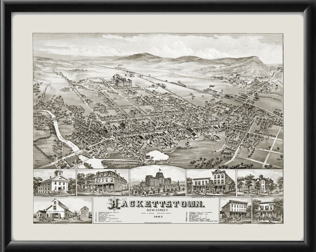 Hackettstown NJ 1883 OHBailey TM Bird's Eye View Map