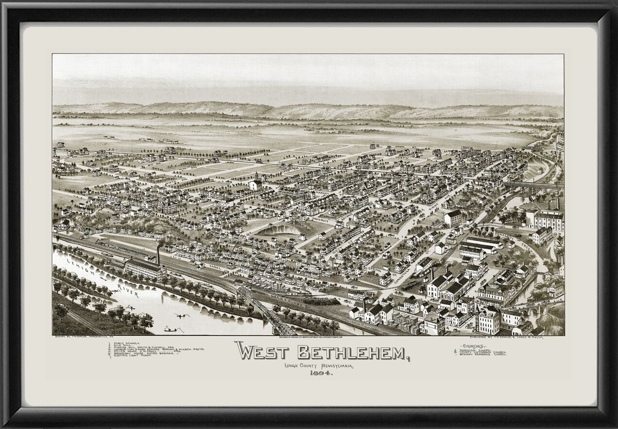 West Bethlehem PA 1894 TMFowler TM Birds Eye View Map