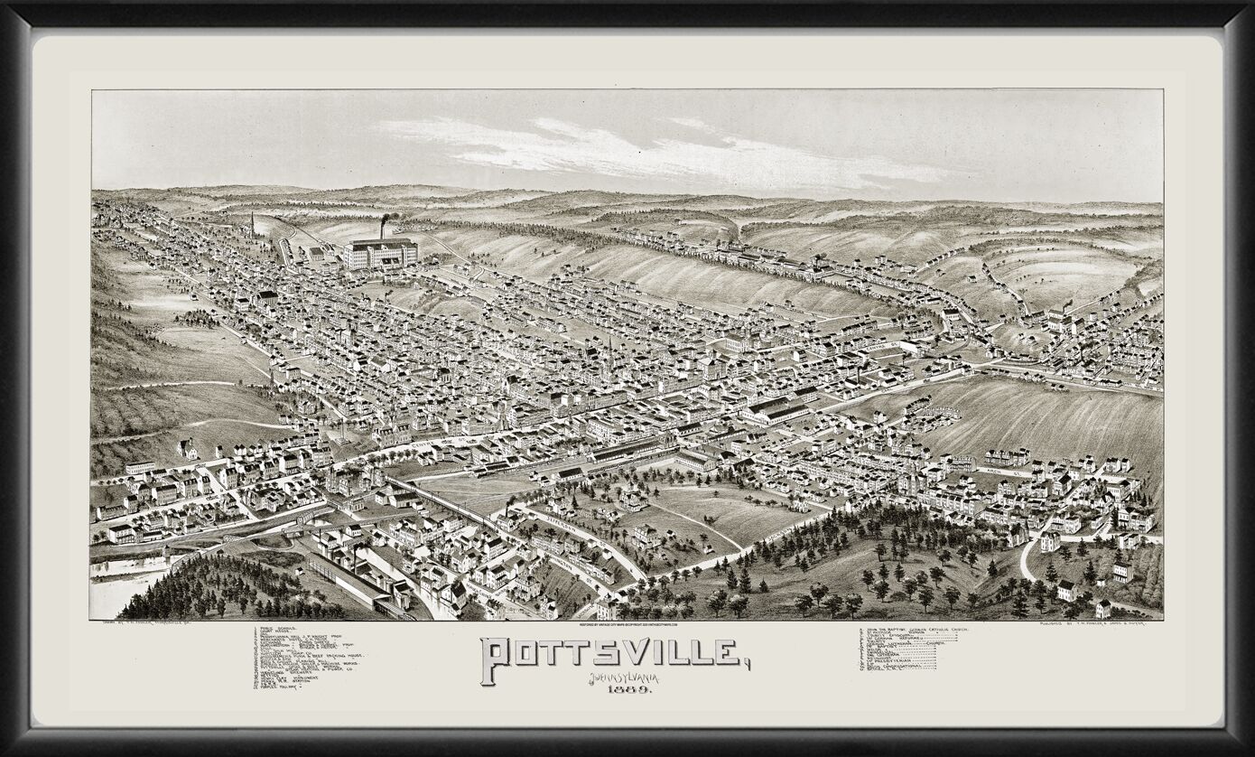 Pottsville PA 1889 TMFowler Tm Birds Eye View Map