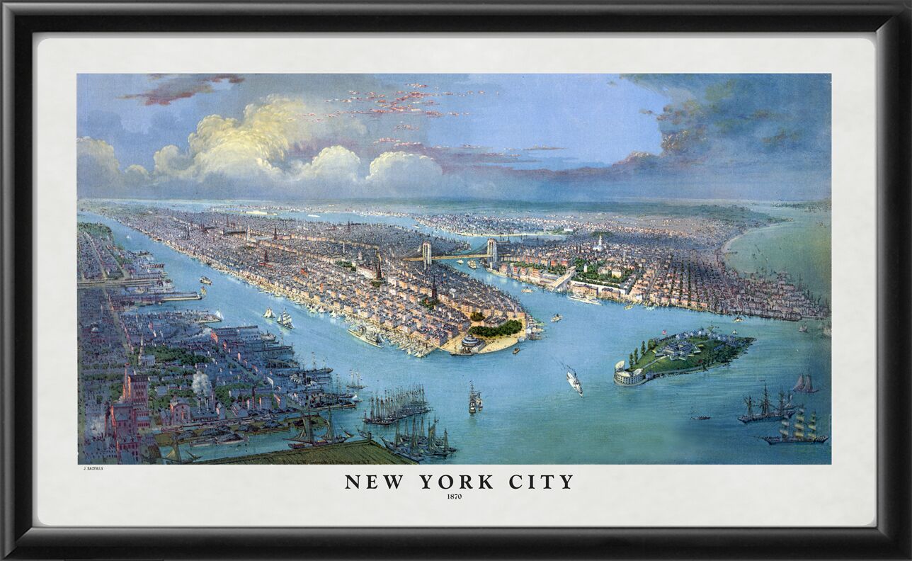 Vintage City Maps - Panoramic view of New York City, 1870