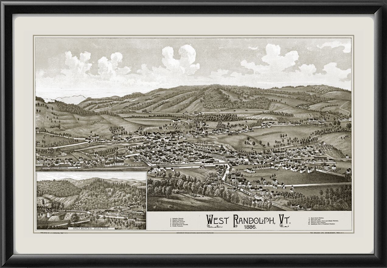 West Randolph VT 1886 LRBurleigh TM Birds Eye View Map