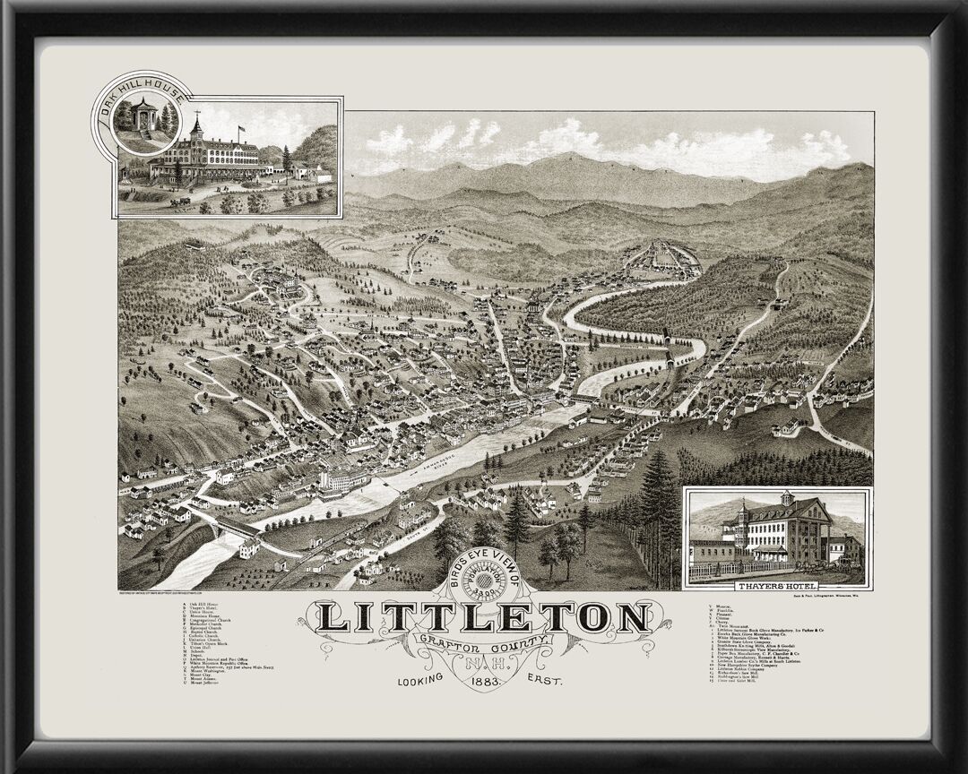 Littleton NH 1883 AFPoole TM Bird's Eye View Map