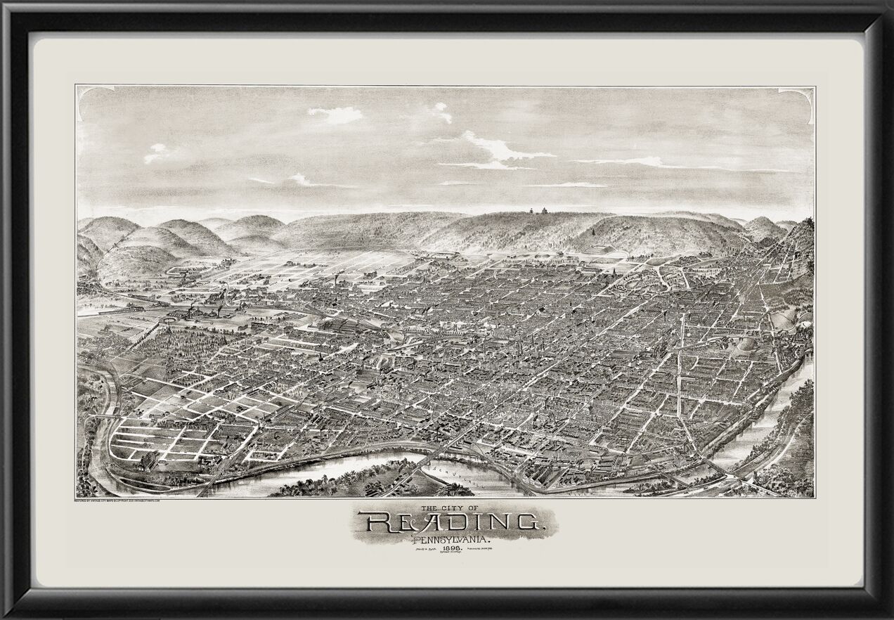 Reading PA 1898 Oakley Hoopes Bailey Tm Birds Eye View Map