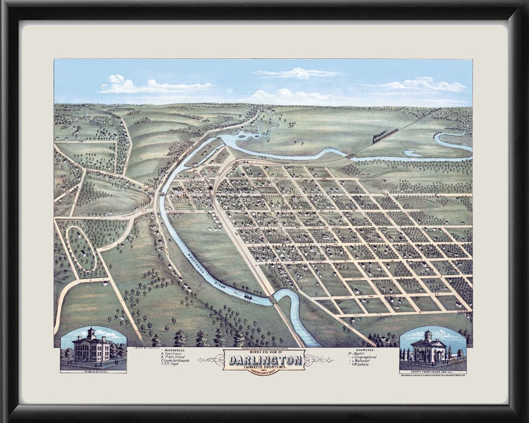 Darlington WI 1871 Herman Brosius TM Map