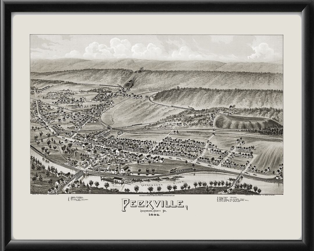 Peckville PA 1892 TMFowlerTM Bird's Eye View Map