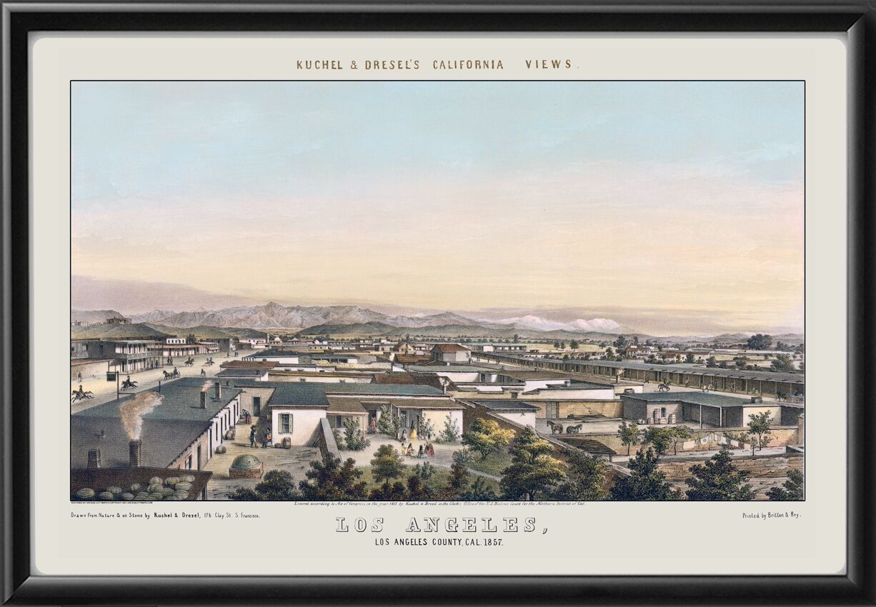 Los Angeles CA 1857 Kuchel & Dresel Color TM Map