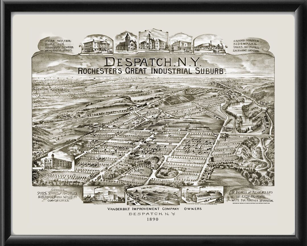 Despatch NY 1890 Oakley Hoopes Bailey Tm Bird's Eye View Map
