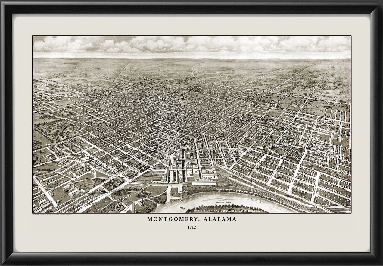 Montgomery AL 1912 by S&O Engraving TM Bird's Eye View Map
