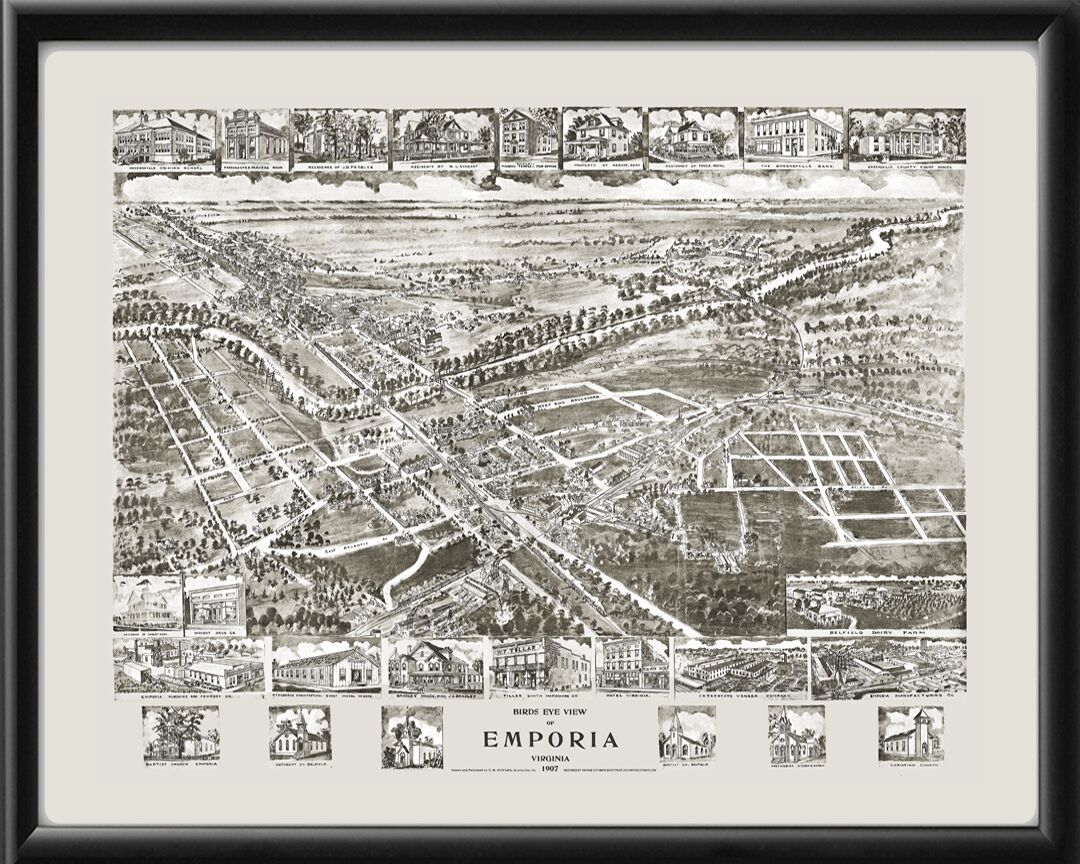Emporia VA 1907 TMFowler TM Birds Eye View Map
