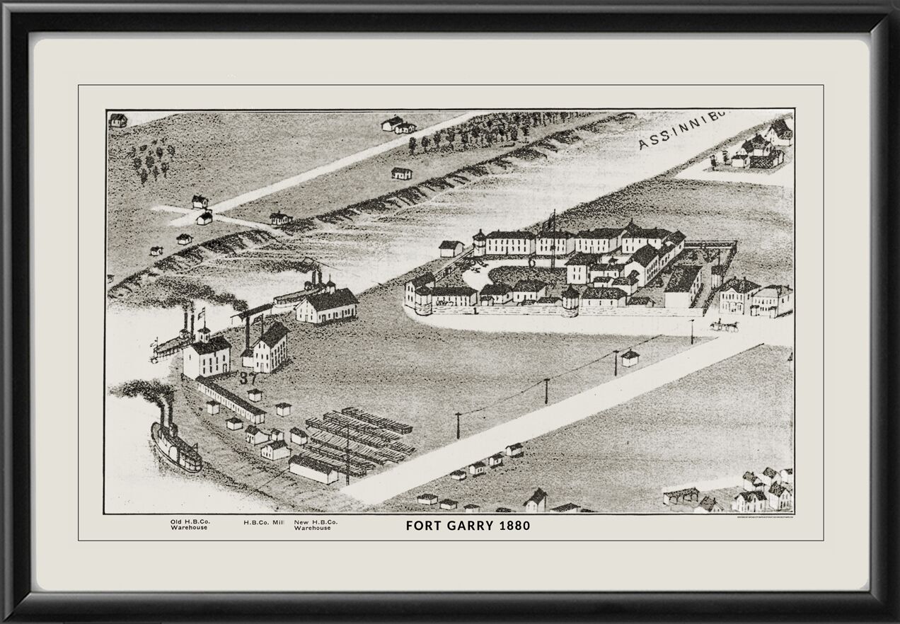 Fort Garry Manitoba TMFowler1880 TM Bird's Eye View Map