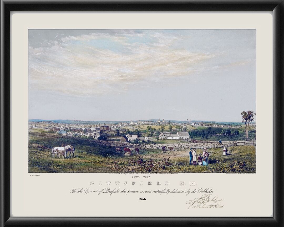 Pittsfield NH 1856 John Bachelder NH Bird's Eye View Map