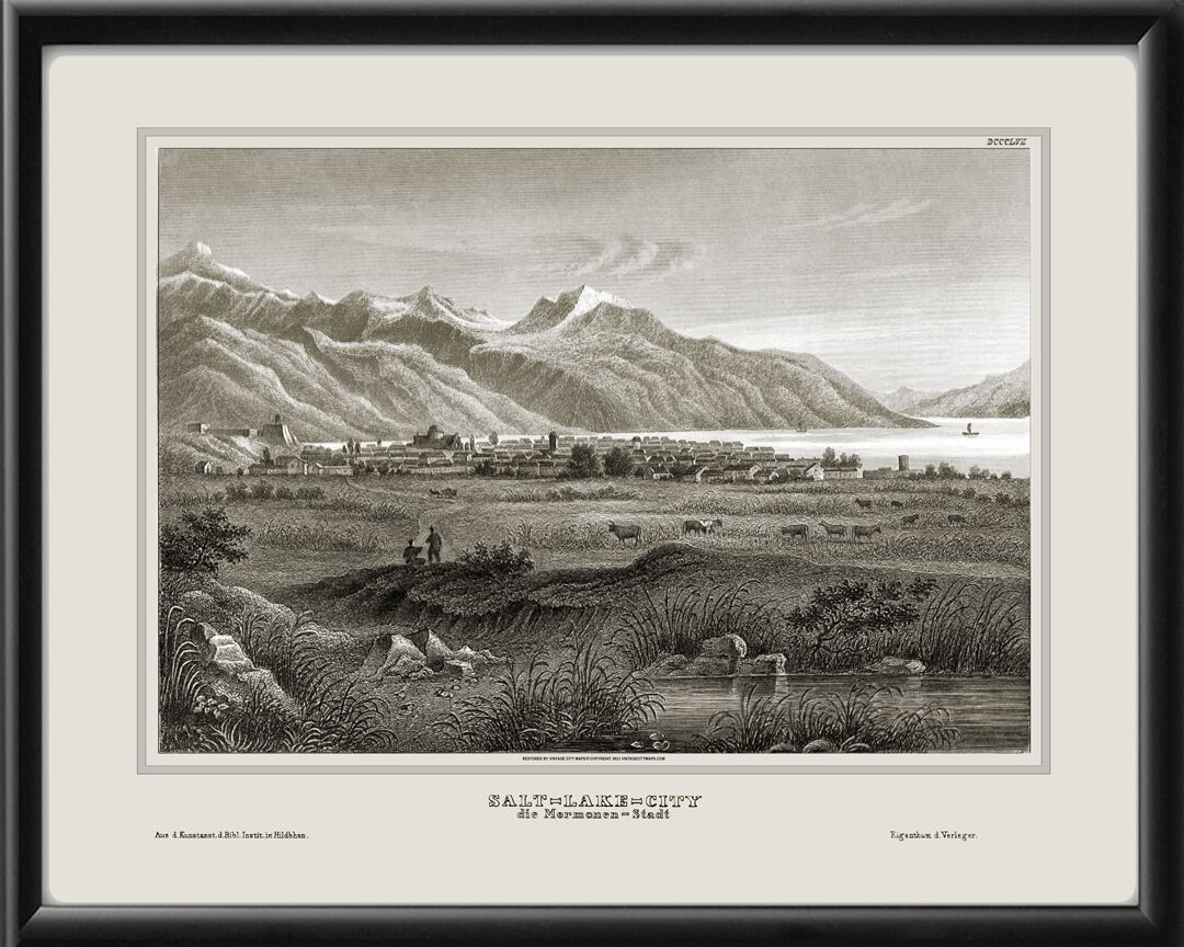 Salt Lake City UT 1857 TM Birds Eye View Map