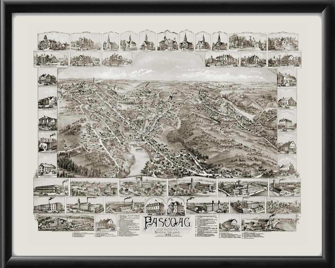 Pascoag RI 1895 Oakley Hoopes Bailey TM Birds Eye View Map