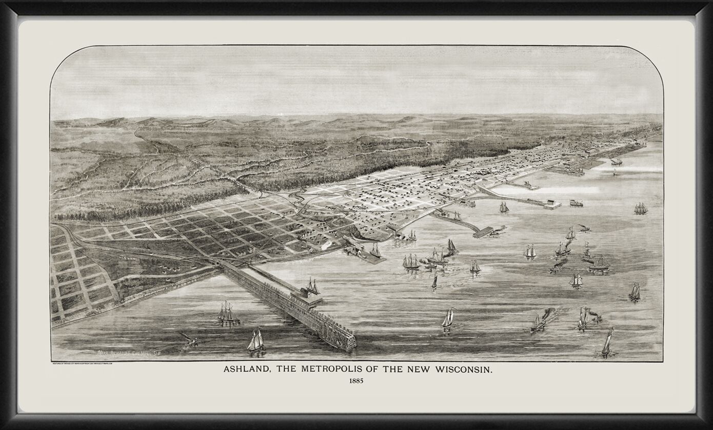 Ashland WI 1885 Marr & Richards Engineering TM Birds Eye View Map