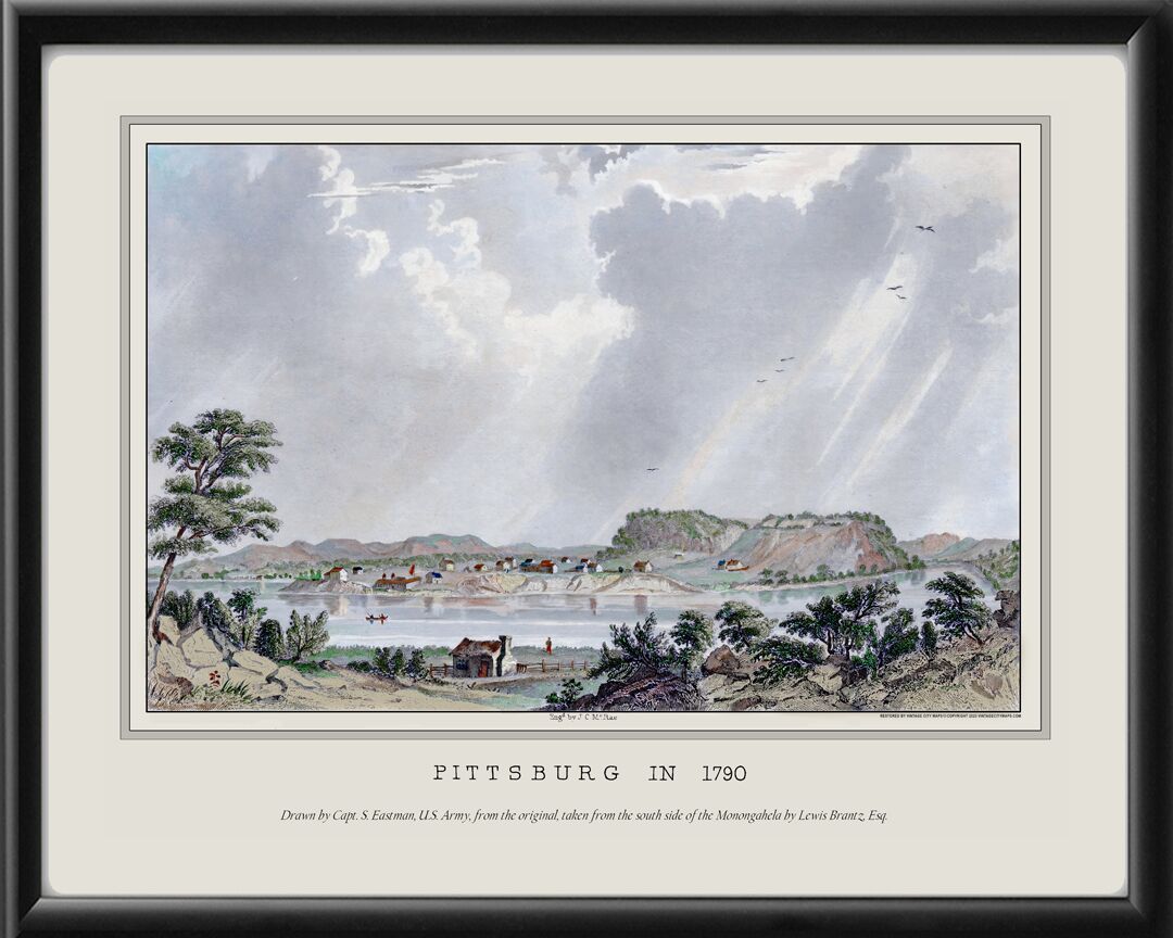 Pittsburgh PA 1790TM Birds Eye View Map
