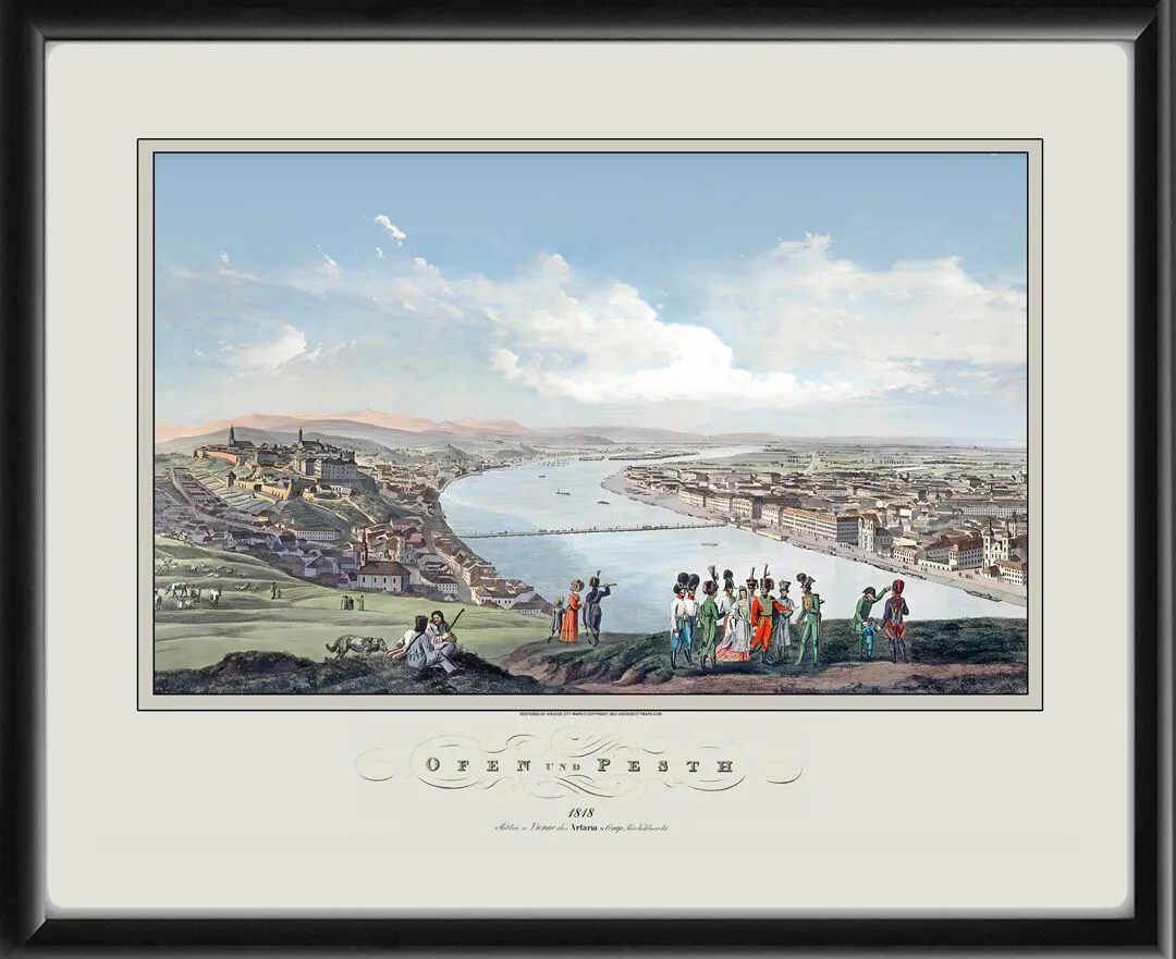 Budapest Hungary 1818 Drawn by Hungarian military officer and artist András Petrich in 1818