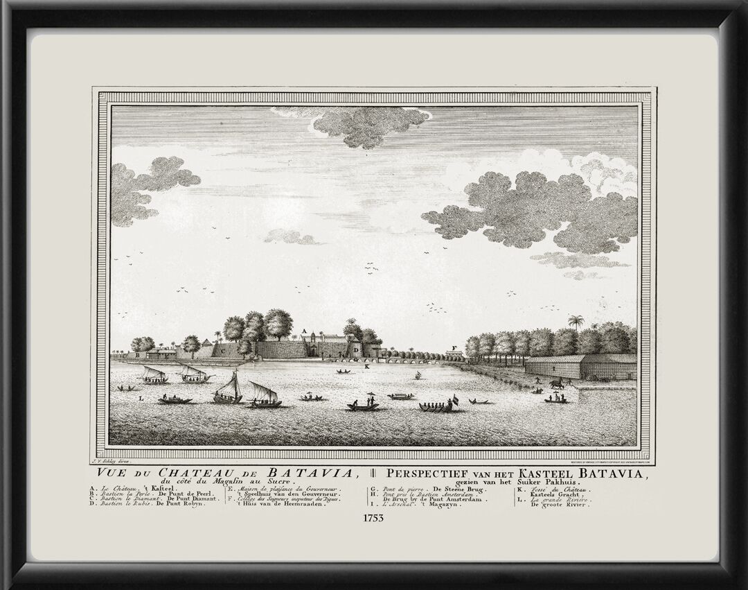 Jakarta Indonesia 1753 Vue du Chateau de Batavia Map