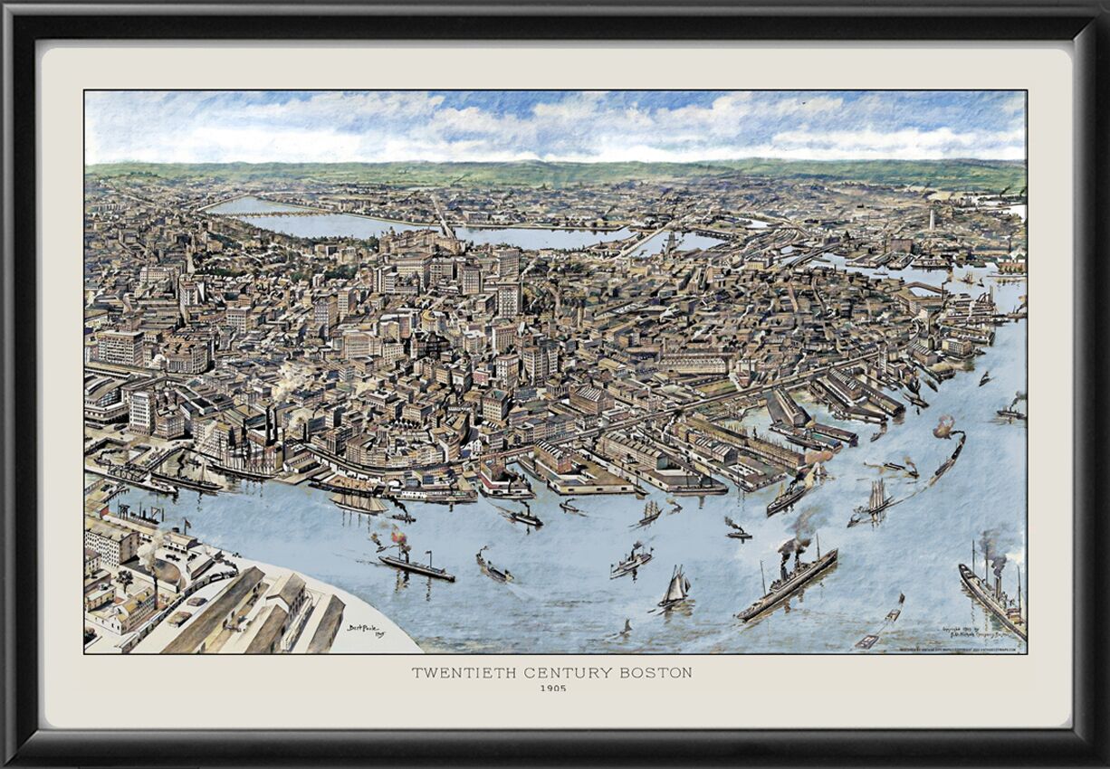 Boston MA 1905 Bert Poole Color TM Birdseye View Map