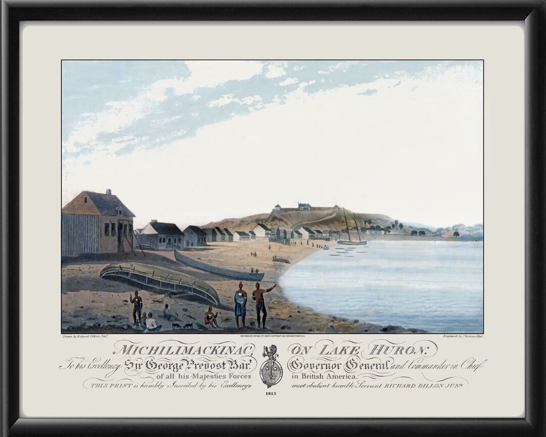 Michilimackinac, on Lake Huron 1813 Richard Dillon Jr. TM Birdseye View Map