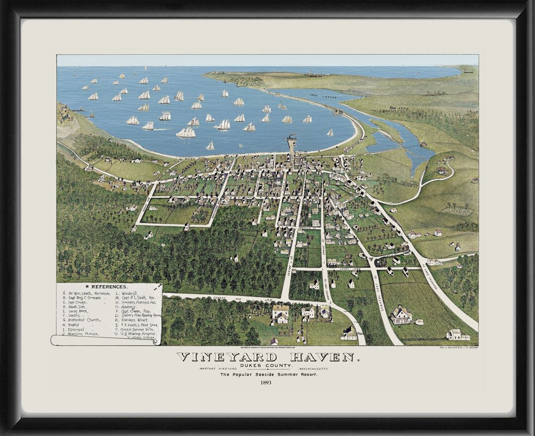 Vineyard Haven in Martha's Vineyard MA 1893 (Color)
