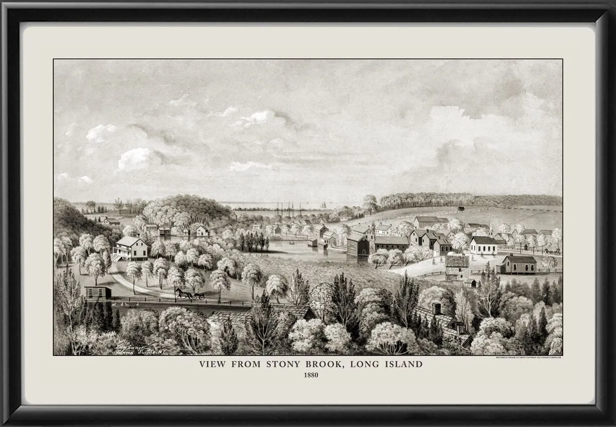 Stony Brook NY 1881 Edward Lange View from Stony Brook Long Island TM