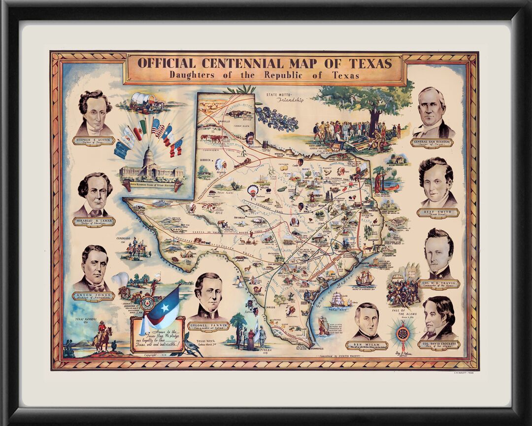Centennial Map of Texas 1934 Birds Eye View Map