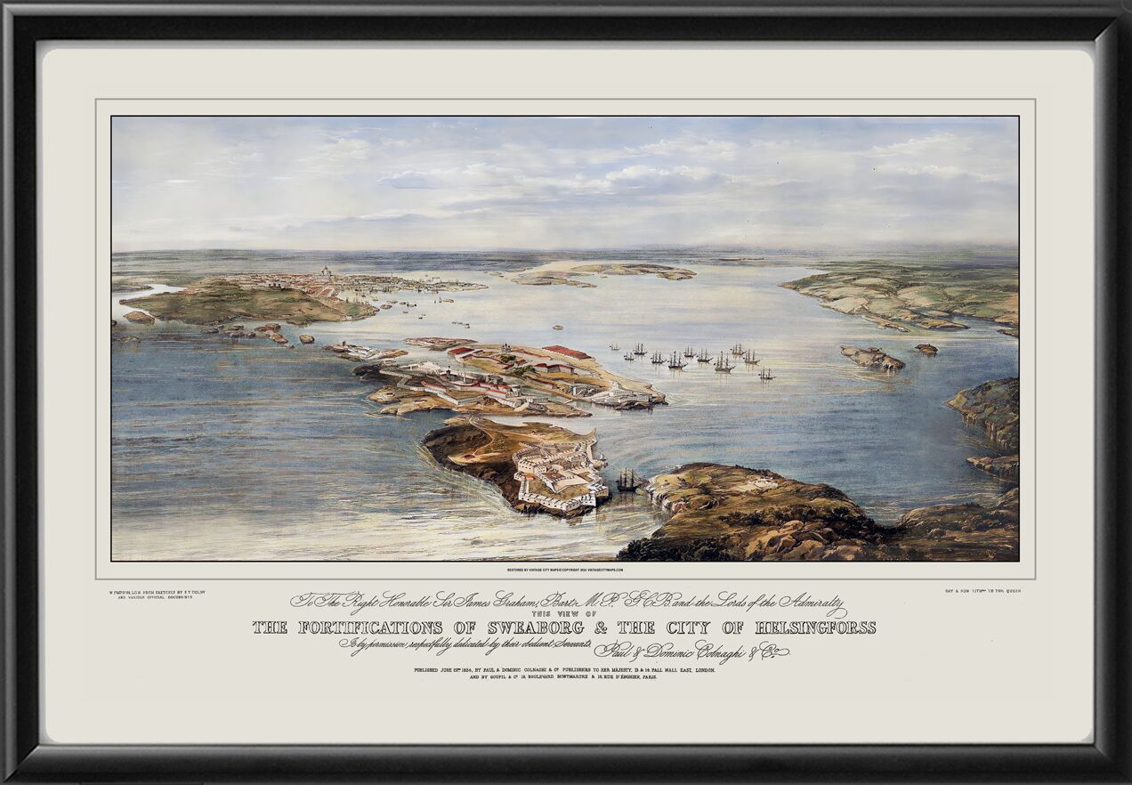 Helsinki Finland 1854 Birds Eye View Map