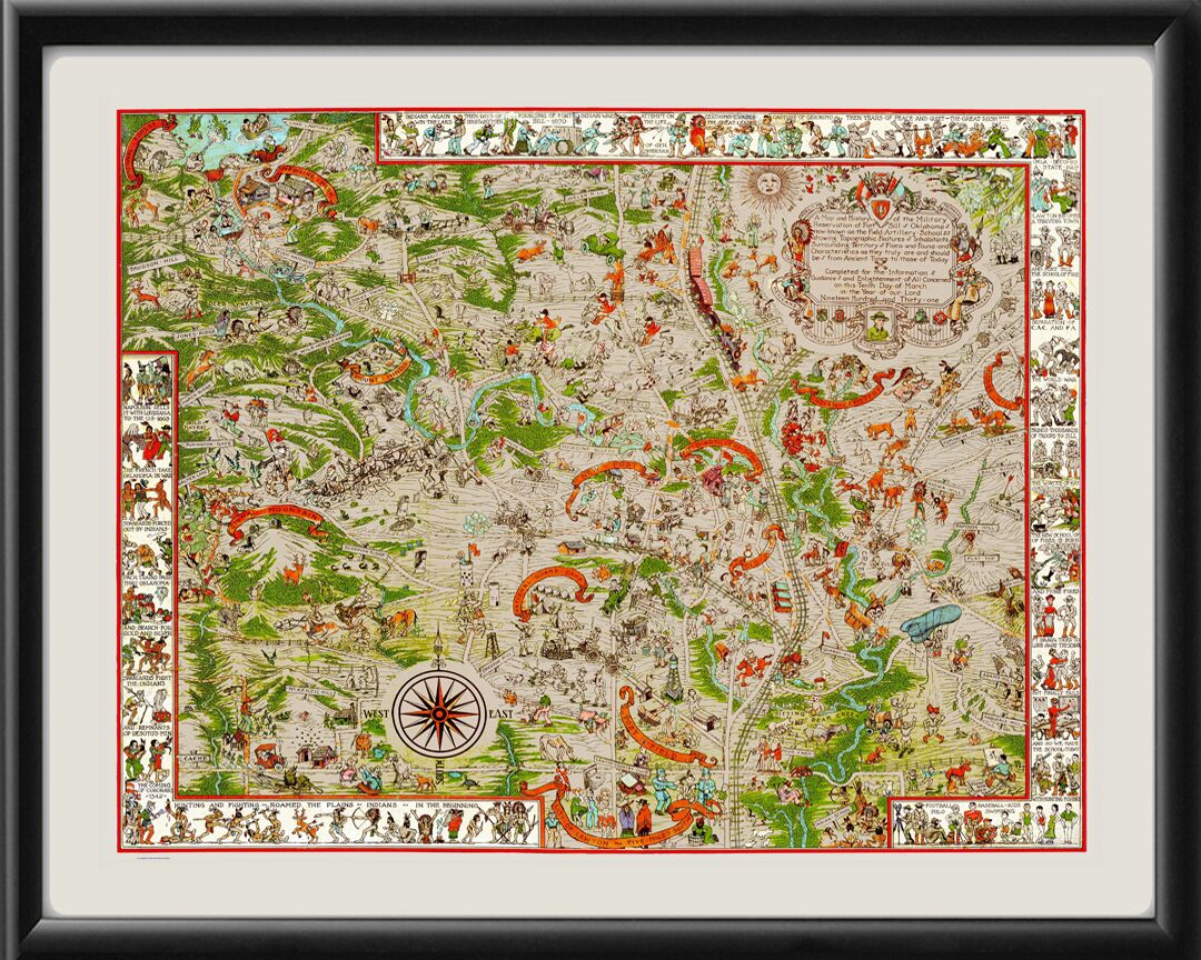 Fort Sill OK 1931 Birds Eye View Map